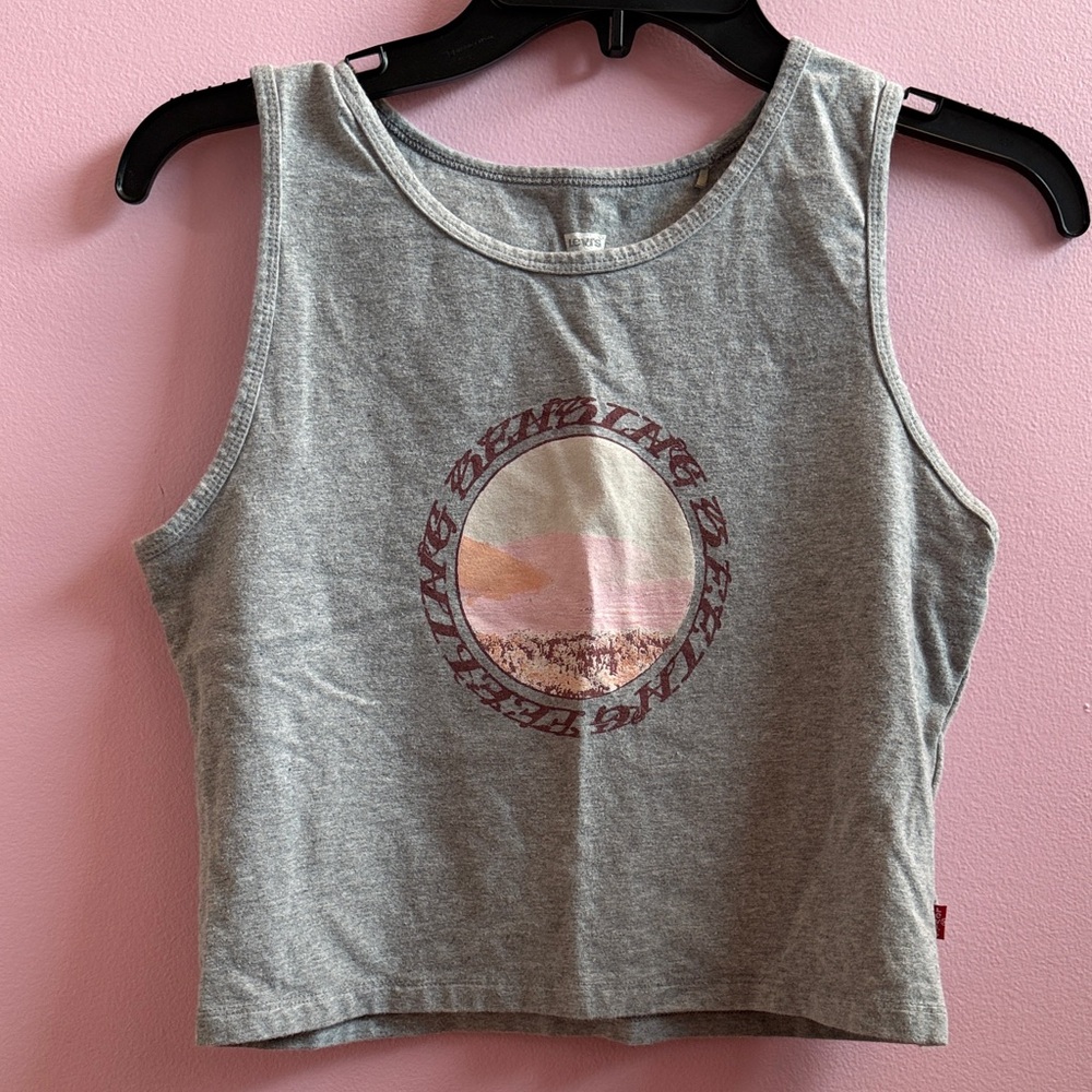 Levi's Gray Tank Top with Graphic Design